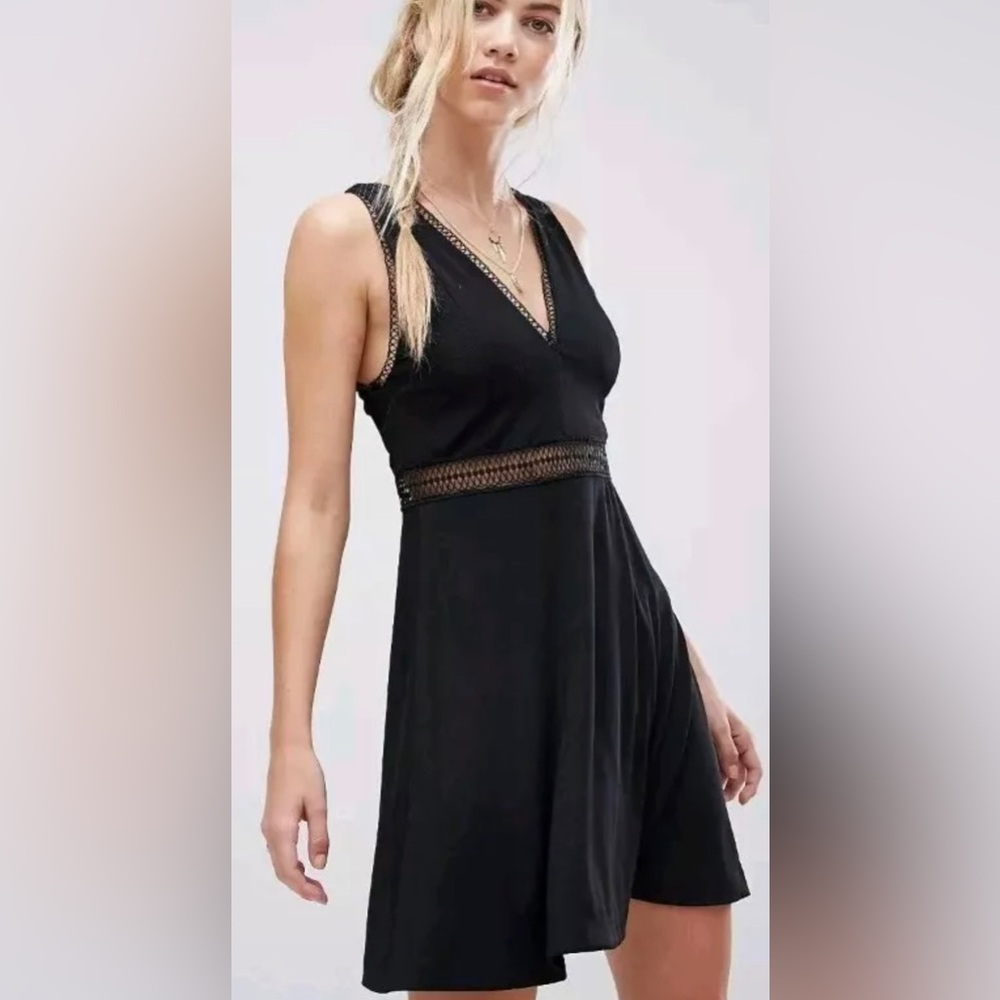Free People Women’s King Of My Heart A-Line Mini Dress Size 0 Black Retails $98